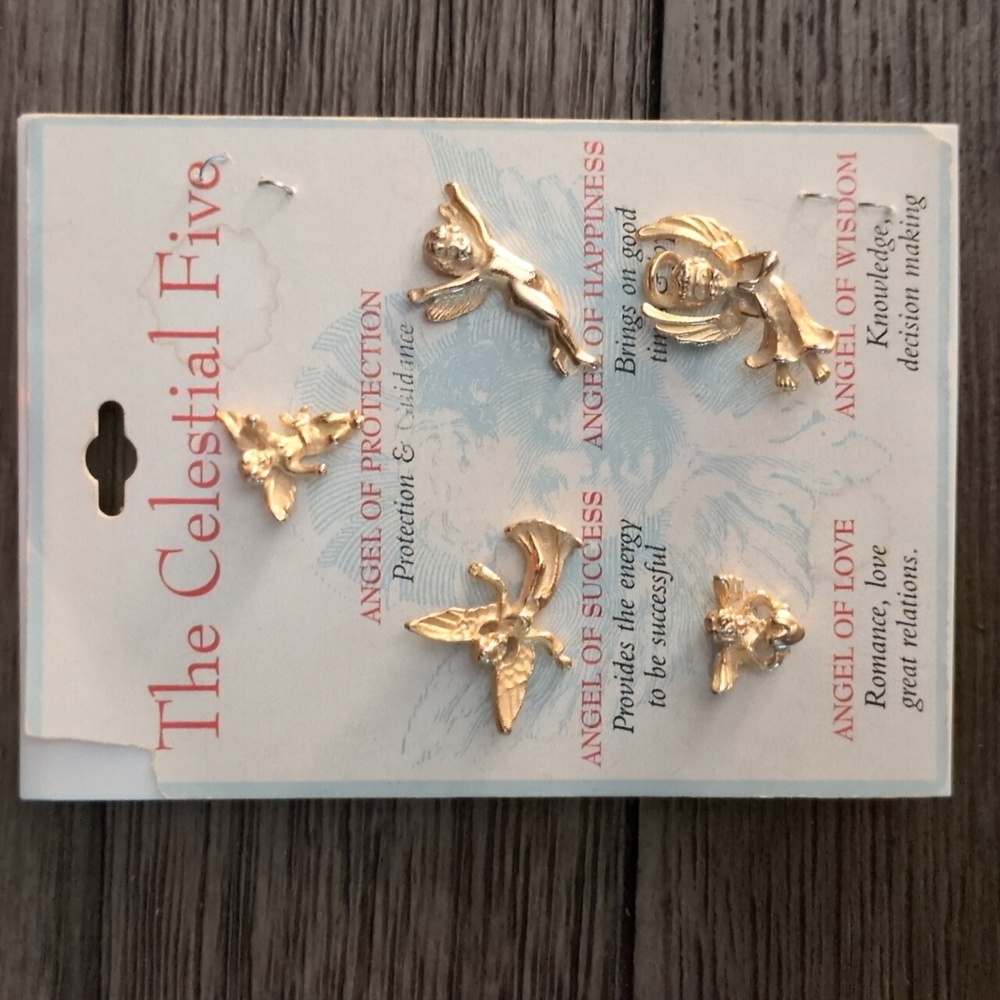 The Celestial Five Angels Beautiful Gold  Pins